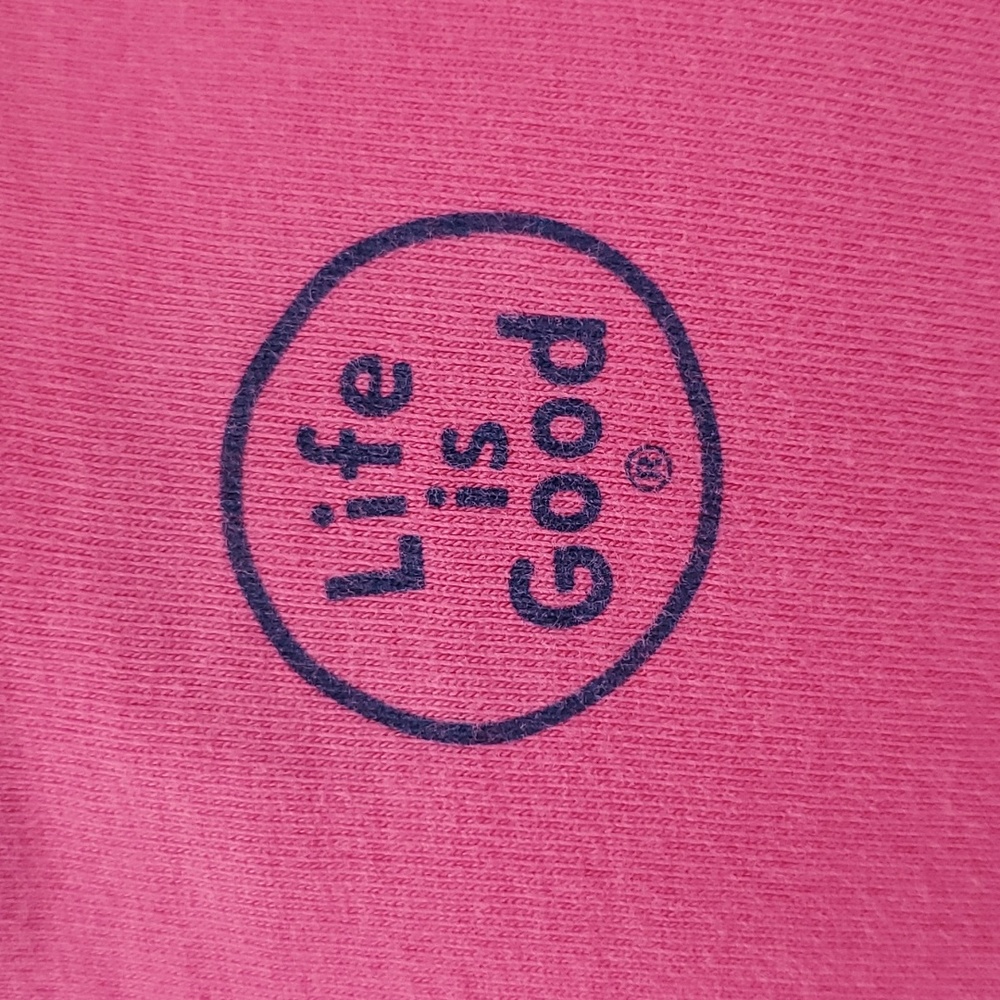 Life is Good long sleeve t-shirt women's large pink amingo dog outline graphic - Picture 3 of 15